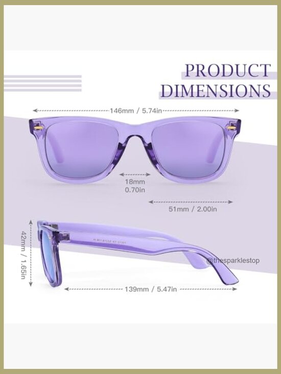 Polarized UV400 Mirrored Sunglasses, Medium Fit Square Frame main image 5
